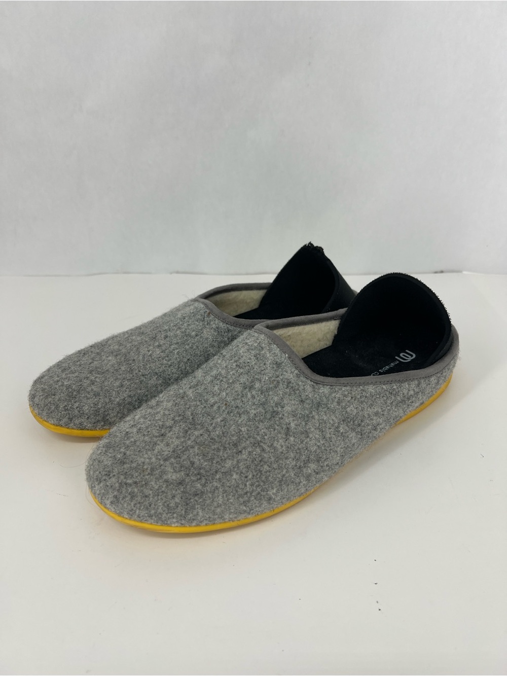 mahabis Grey Felt Slip-On Loafers with Yellow Sole